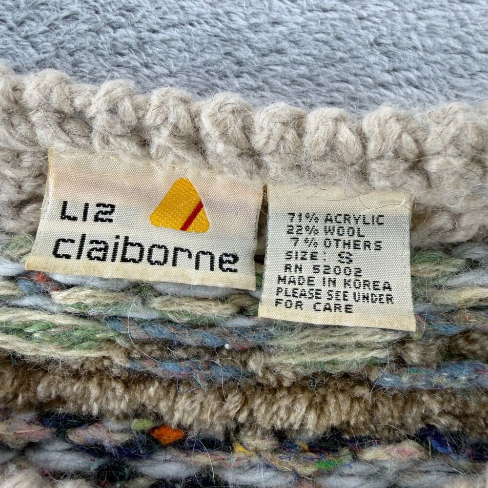 Vintage Liz Claiborne Womens S Wool Blend Textured Knit Cropped Cardigan Korea - Picture 7 of 9